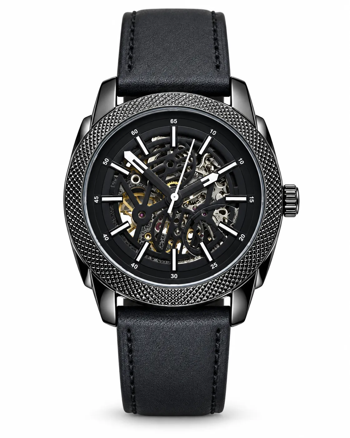 Fossil Inspired Skeleton Automatic Mechanical Leather Strap Watch – Luxury Men’s Collection